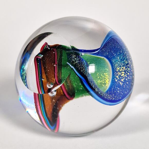 Glass Eye Studio Dichroic Infinity Paperweight Glitter Rainbow Seattle 3 inch - Picture 12 of 12